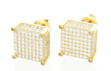 Men's Sterling Silver Gold Tone 11mm x 11mm Square Stud Earrings