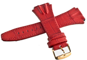 Genuine Techno Master 24mm Red Leather Watch Band Strap