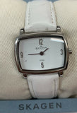 Skagen 330SSLW MOP Dial White Leather Strap Women's Watch