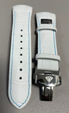 Aqua Master Mens 26mm White Leather Silver Buckle El Russo Watch Band