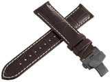 Aqua Master Mens 22mm Brown Leather Watch Band Strap W/ Stainless Steel Buckle