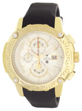 Aqua Master Nicky Jam Gold Dial Black Rubber Band Mens Diamond Watch NJ102