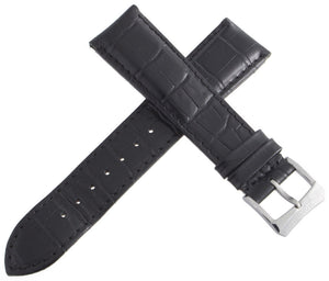 Raymond Weil 21mm Black Alligator Leather Watch Band Strap W/ Silver Tone Buckle