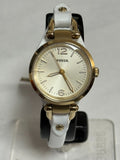 FOSSIL ES3266  Mini Georgia Champagne Dial White Leather Ladies Watch