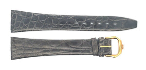 Raymond Weil 21mm x 14mm Gray Alligator Leather Gold Buckle Watch Band XL