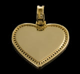 Sterling Silver Gold Tone CZ Heart Shaped Picture Frame 3mm Pendent