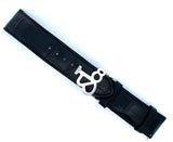 JACOB & CO MENS 22MM BLACK LEATHER WATCH BAND STRAP JC STEEL BUCKLE SMALL