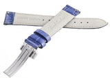 Joe Rodeo 18mm Blue Leather Watch Band Strap With Silver Tone Deployment Clasp