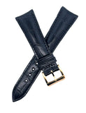 Raymond Weil Geneve 20mm Black Shine Alligator Leather Gold Buckle Watch Band
