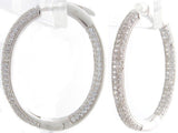 Sterling Silver Women's Silver-tone CZ Cubic Zirconia Hoop Earrings
