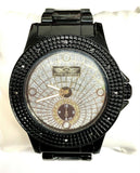 Kings Master Mens Gold/Silver Dial Black Strap Watch
