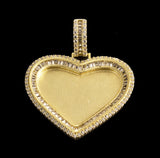 Sterling Silver Gold Tone CZ Heart Shaped Picture Frame 3mm Pendent