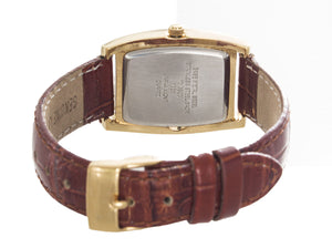 Anne Klein 10/6526 Women's Champagne Dial Gold Tone Case Red Leather Band Watch