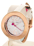 Betsey Johnson Women's White Leather Skinny Strap Watch 38mm BJ00442-05