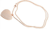 18" Heart Shape Rose-Gold Tone Crystal Women Silver Pendant Necklace Chain