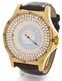 Kings Master Men's Gold-tone Case Black Leather Band 0.12ct Diamond 124M