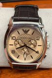 Emporio Armani AR0348 Amber Dial Brown Leather Chronograph Men's Watch