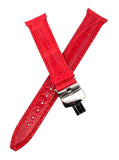 LOCMAN Women's 16mm x 14mm Red Leather Silver Buckle Watch Band