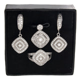Women's Micro Pave Set CZ Stone Ring Pendent & Earring Set