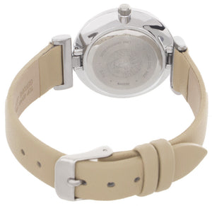 Anne Klein Women's Beige Dial Beige Leather Strap Watch W/ Crystals AK/2609TNTN