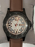 Kings Master Men's Brown Leather's Band Silver and Rose Gold  tone Dial Watch