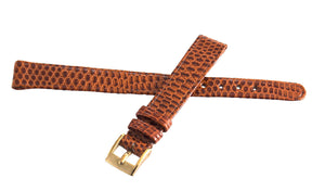 Girard Perregaux 12mm Brown Lizard Leather Gold Buckle Watch Band Strap