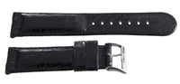 Grimoldi 22mm Black Alligator Patent Leather Watch Band W/ Silver Buckle
