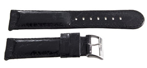 Grimoldi 22mm Black Alligator Patent Leather Watch Band W/ Silver Buckle