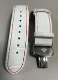 Aqua Master Mens 26mm White Leather Silver Buckle El Russo Watch Band