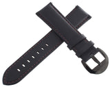 Aqua Master 22mm Black Leather Watch Band with Black Stainless Steel Pin clasp