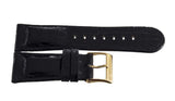 Grimoldi 22mm x 20mm Black Leather Gold Buckle Watch Band Strap