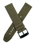Fossil Men's 22mm Green Fabric Black Buckle Watch Band Strap