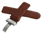 Aqua Master Mens 26mm x 26mm Genuine Leather Brown Patent Leather Watch Band