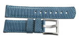 LOCMAN Men's 21MM x 20mm Light Blue Lizard Leather Silver Buckle Watch Band