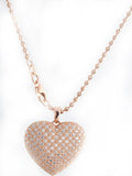 18" Heart Shape Rose-Gold Tone Crystal Women Silver Pendant Necklace Chain