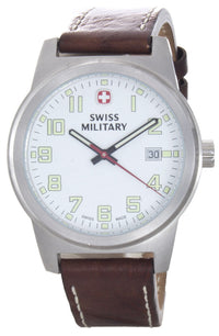 Swiss Military Men's Field White Dial Dial Brown Leather Band Watch 72801