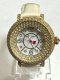 Betsey Johnson Women'sWhite Dial  White Leather Strap Watch BJ00219-02
