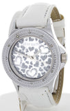 Swiss Master Women's Round Silver-tone Case Silver Dial White Leather Band Watch
