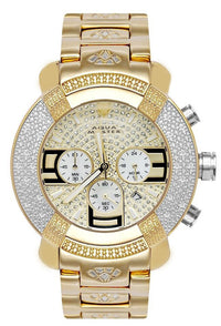 Aqua Master Gold Tone Chronograph 20 Diamond Quartz Men's Watch  W-96