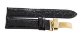 Aqua Master Men's 22mm Black Alligator Leather Gold Buckle Watch Band Strap