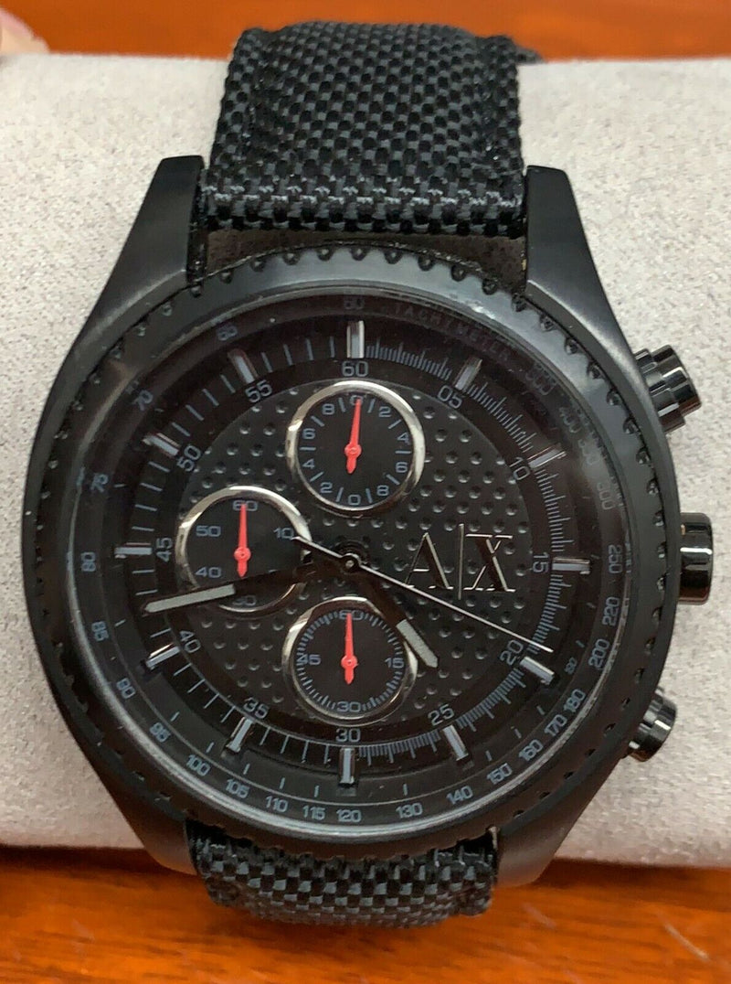 Armani Exchange AX1610 Black Dial Black Nylon Strap Chronograph Men's Watch