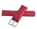 LOCMAN 24mm x 23mm Red Leather Watch Band Strap W/Silver Buckle