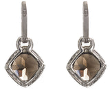 Sterling Silver Garnet Square 24mm x 12mm Earrings