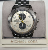 Michael Kors Mens Chronograph Silver Dial Gunmetal Stainless Steel Watch MK8349