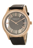 Kenneth Cole Transparent Dial Gold Case Black Leather Band Watch KC50500004