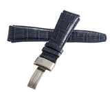 Aqua Master Mens 22mm Navy Blue Alligator Leather Silver Buckle Watch Band