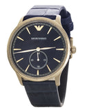 Emporio Armani Classic Men's Blue Dial Gold Case Leather Band Watch AR1848