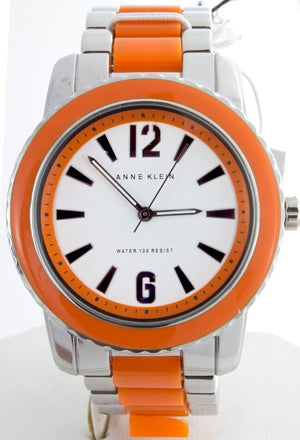 Anne Klein Women's AK-1195b White Dial  Steel & Plastic Orange Strap Watch