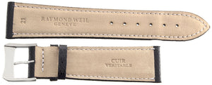 Raymond Weil 21mm Black Lizard  Leather Watch Band Strap W/ Silver Tone Buckle