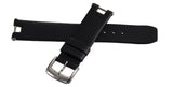 Baume & Mercier 18mm Black Leather Silver Buckle Watch Band Strap